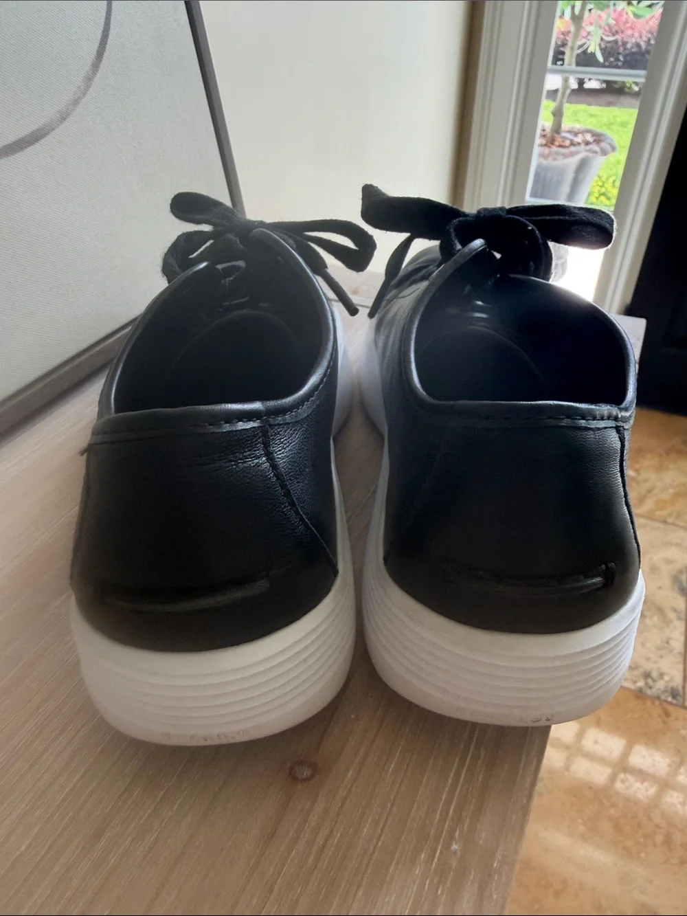 Cole Haan Grands Black Leather Sneakers with White Sole